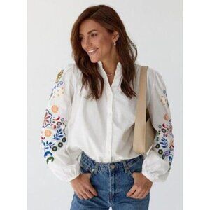 Pol Cotton embroidered Women's blouse Size L